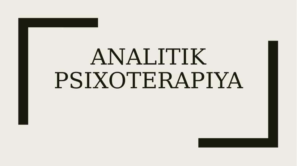 Analitik Psixoterapiya