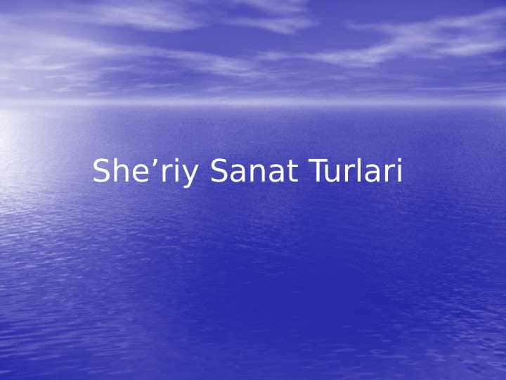 Sheʼriy Sanat Turlari