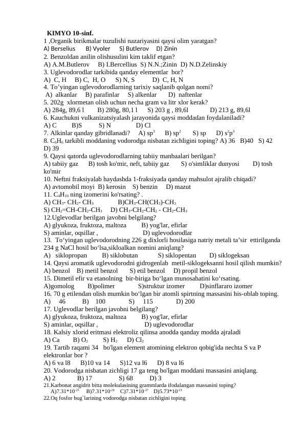 10-sinf.kimyo test.doc