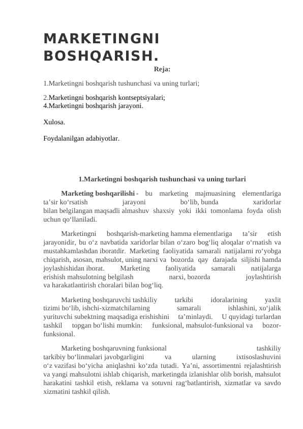 MARKETINGNI BOSHQARISH.