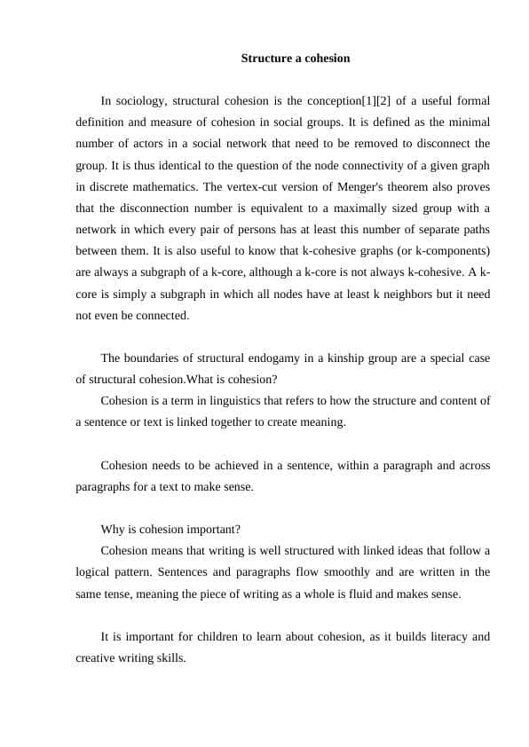Structure a cohesion