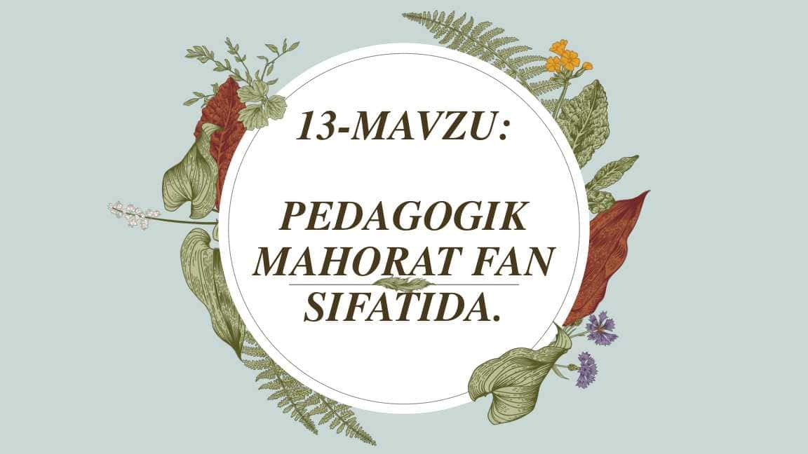 Pedagogik mahorat fan sifatida