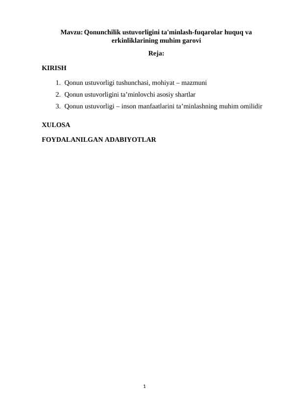 Qonunchilik ustuvorligini ta'minlash-fuqarolar huquq va erkinliklarining muhim garovi.docx