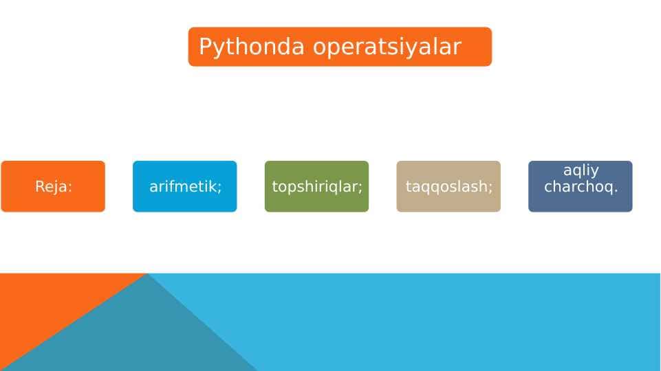 Pythonda operatsiyalar