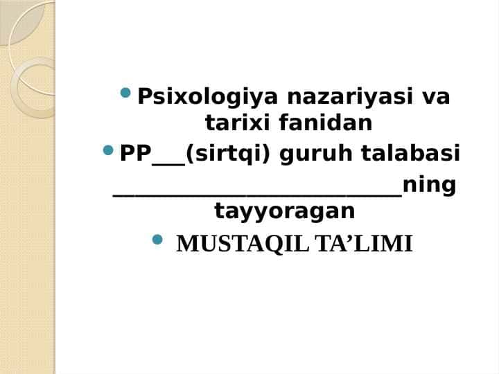 Yangi davr psixologiyasiga umumiy tavsifnoma