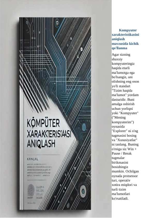 Kompyuter xarakteristikasini aniqlash mavzusida kichik qo'llanma