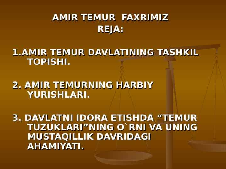 AMIR TEMUR FAXRIMIZ