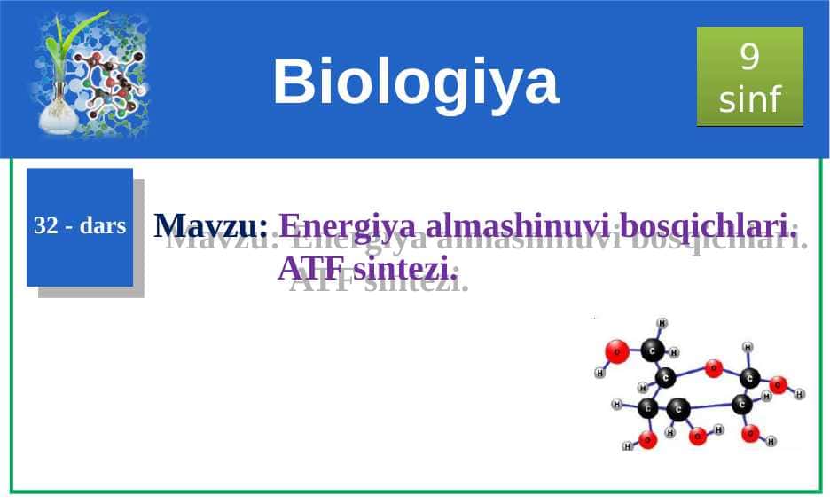 Energiya almashinuvi bosqichlari. ATF sintezi