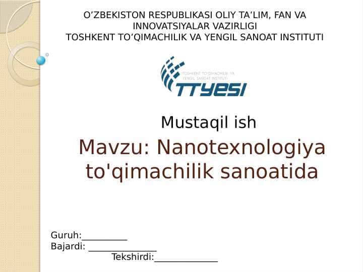 Nanotexnologiya to'qimachilik sanoatida