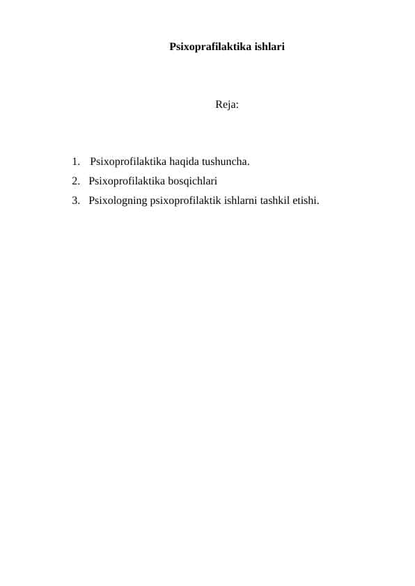 Psixoprafilaktika ishlari