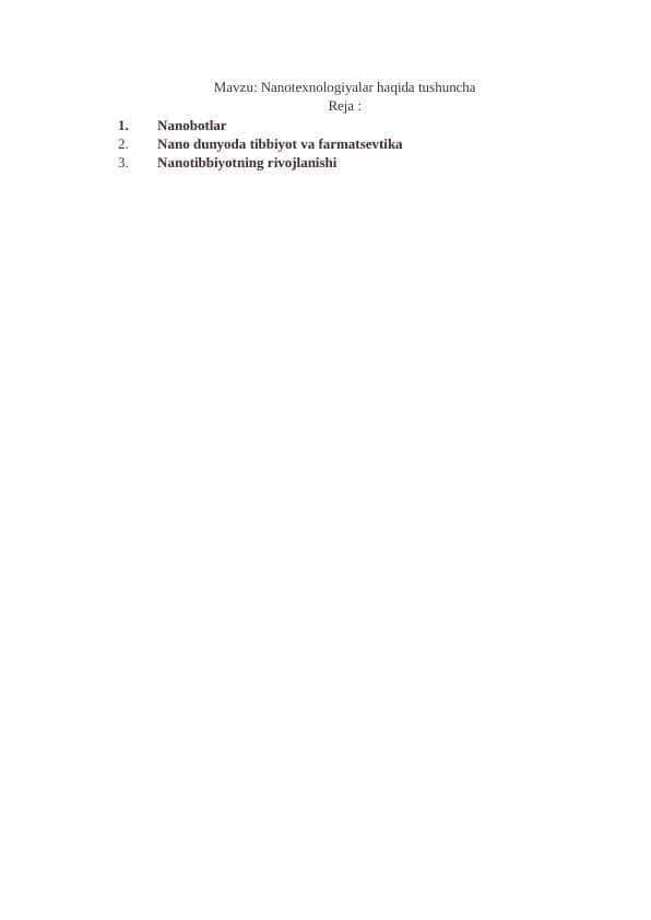 Nanotexnologiyalar haqida tushuncha