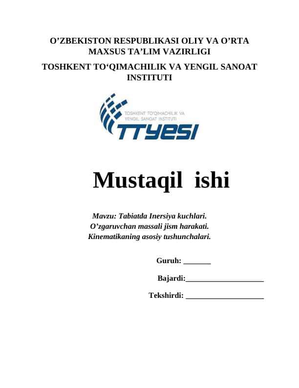Tabiatda Inersiya kuchlari