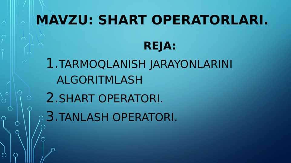 C# da Shart operatorlari.