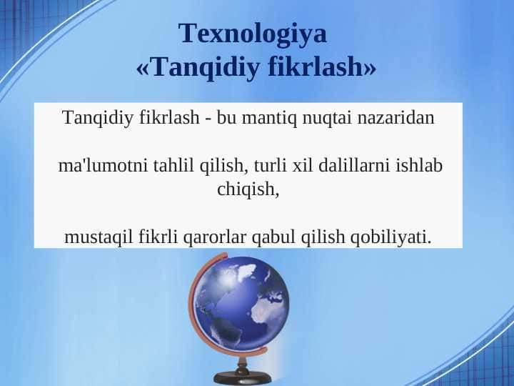 Geografiya fanidan yangi ped texnologiyalar