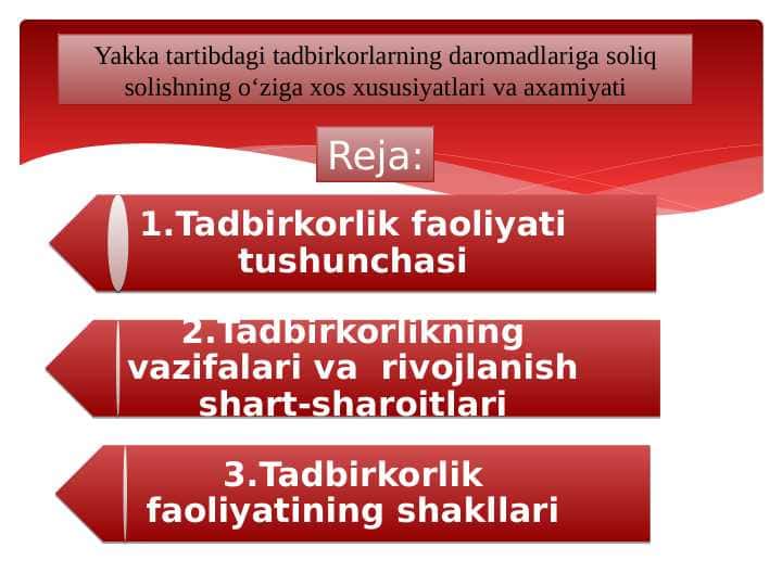 Yakka tartibdagi tadbirkorlarning daromadlariga soliq solishning o‘ziga xos xususiyatlari va axamiyati