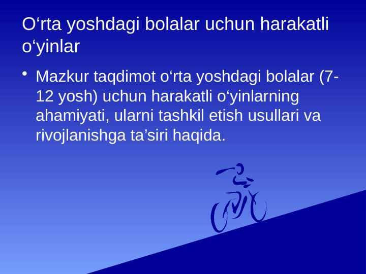 O‘rta yoshdagi bolalar uchun harakatli o‘yinlar