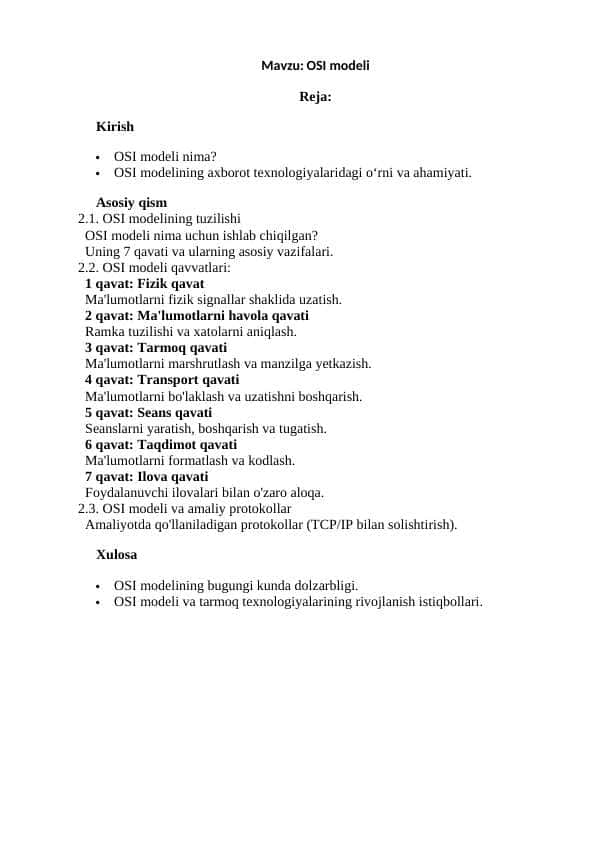 OSI modeli
