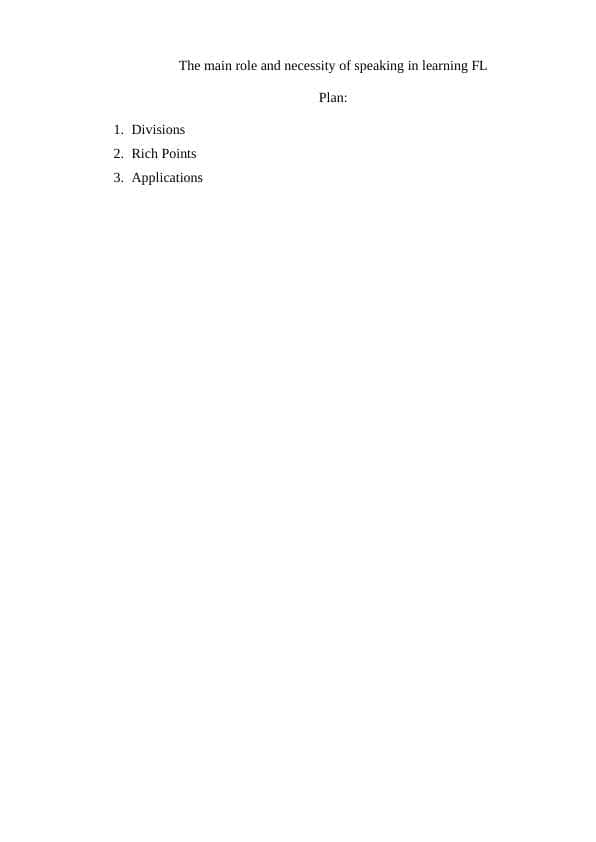 The main role and necessity of speaking in learning FL