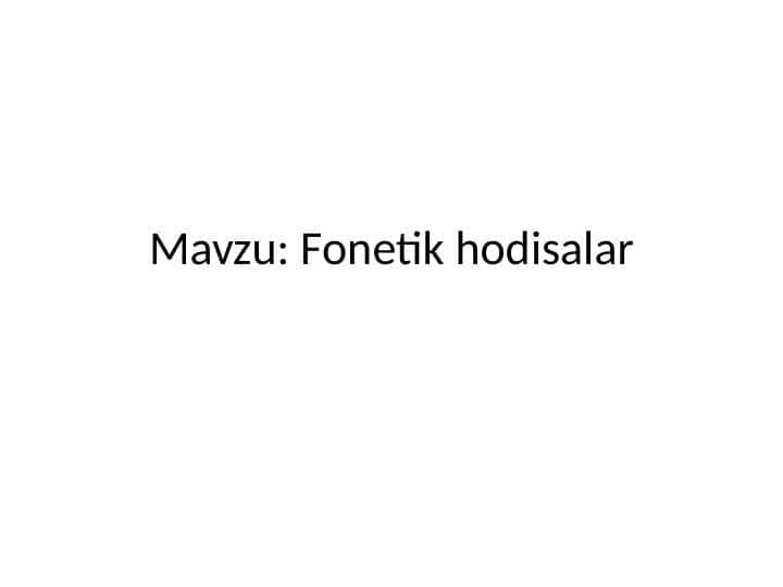 Fonetik hodisalar