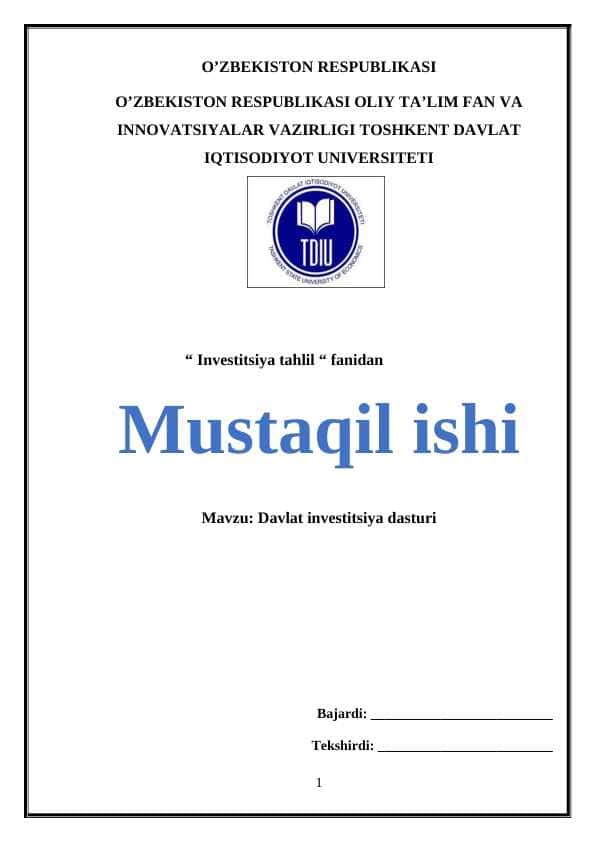 Davlat investitsiya dasturi