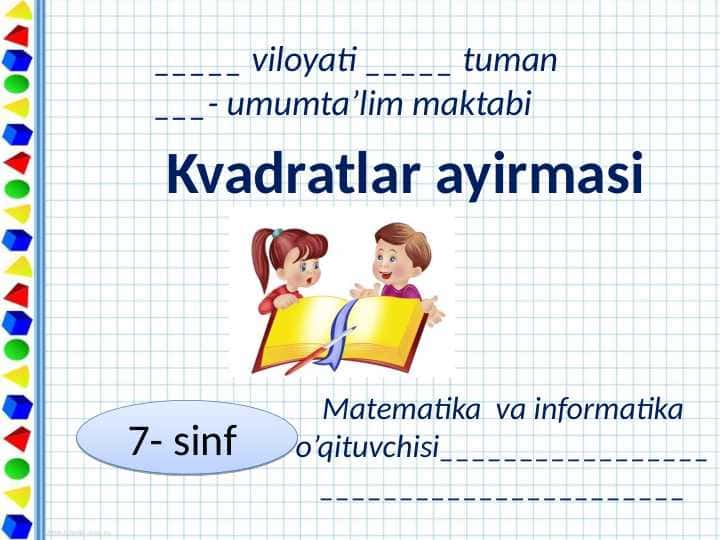 KVADRATLAR AYIRMASI