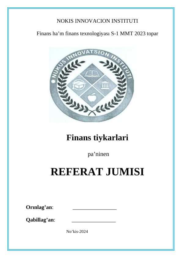 XOJALIQ JURGIZIWSHI SUBYEKTLERDIÑ MARKETING STRATEGIYASININ FINANSLIQ TAREPLERI