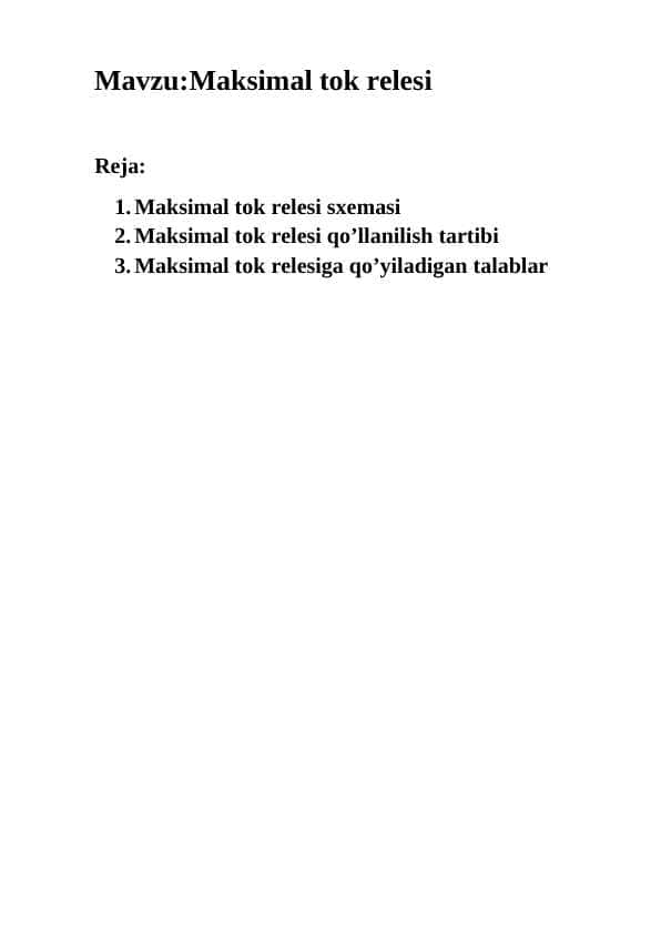 Maksimal tok relesi