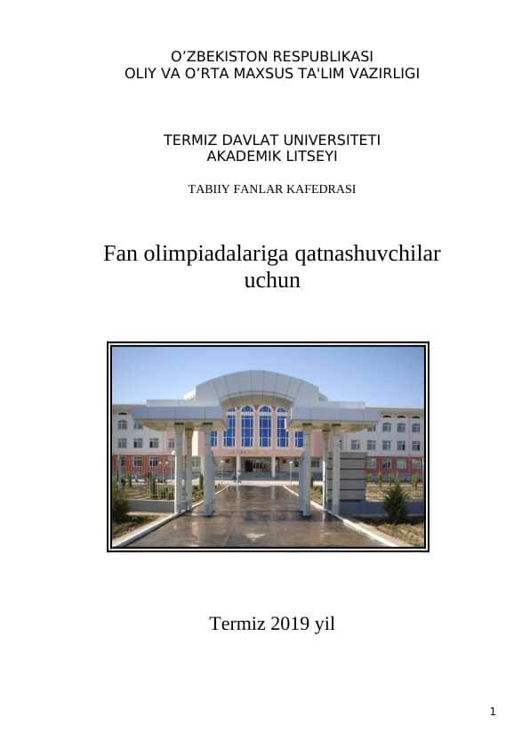 Biologiya Fan olimpiadalariga qatnashuvchilar uchun
