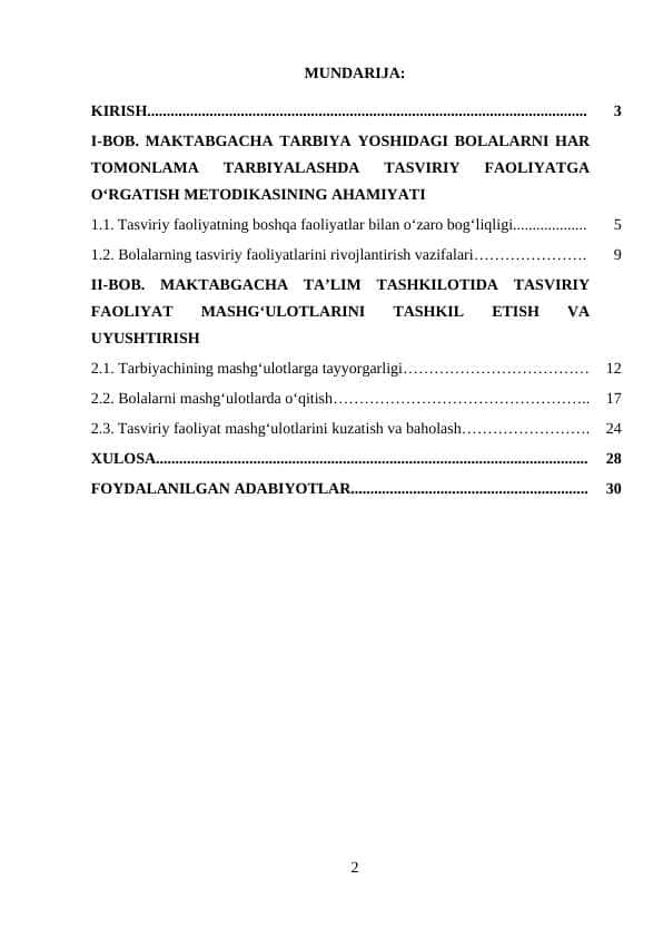 Tasviriy faoliyatning boshqa faoliyatlar bilan o‘zaro bog‘liqligi