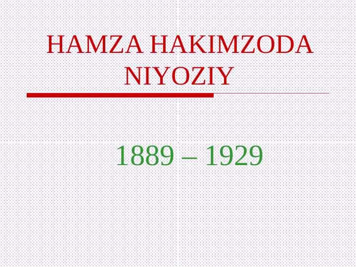 HAMZA HAKIMZODA NIYOZIY