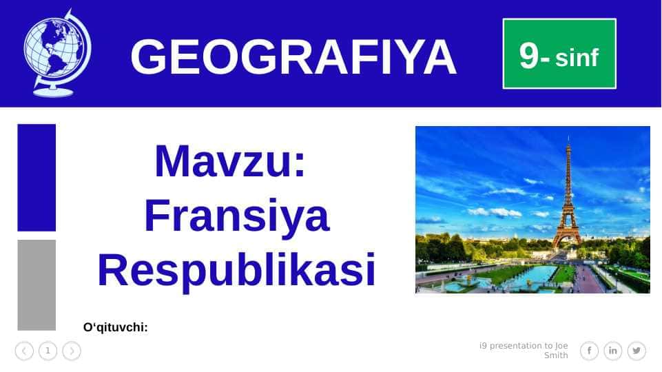 Fransiya Respublikasi 9-sinf geografiya