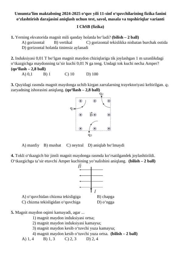11-sinf Fizika CHSB