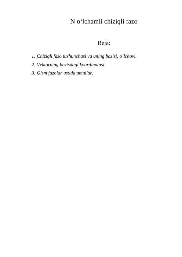 N oʻlchamli chiziqli fazo