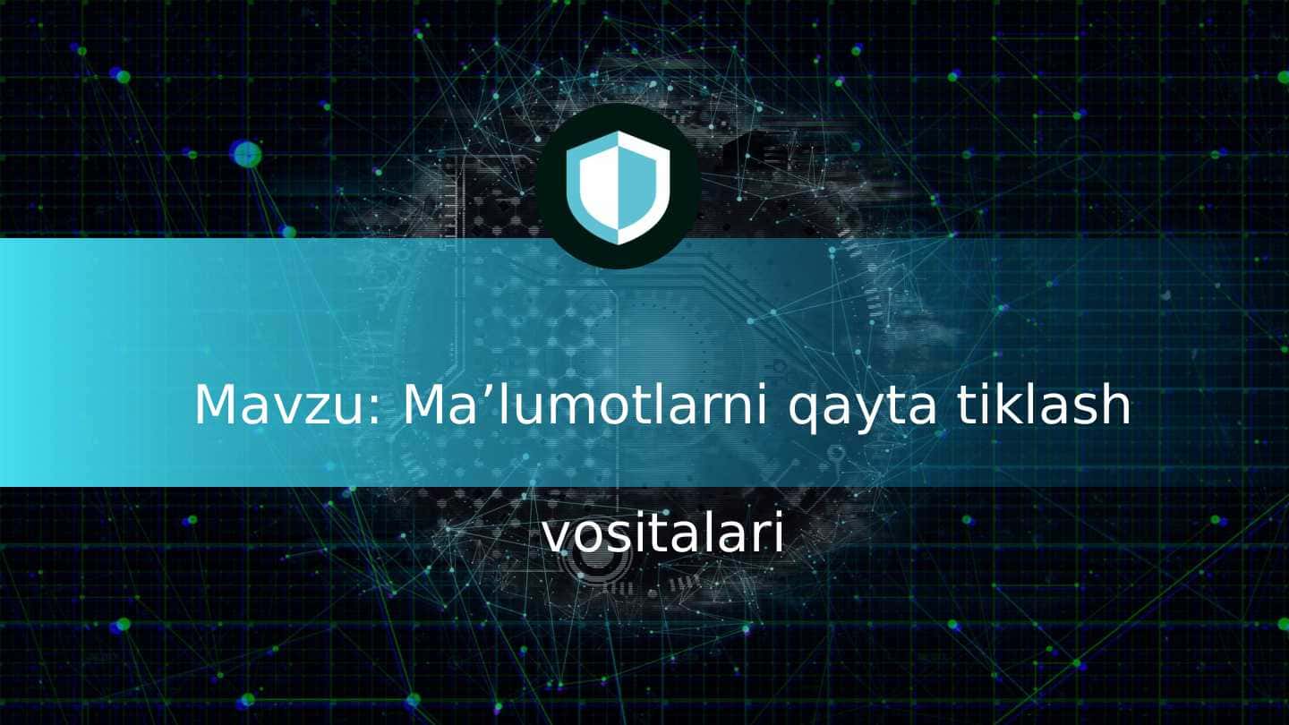 Prezidentatsiya. Ma'lumotlarni qayta tiklash vositalari