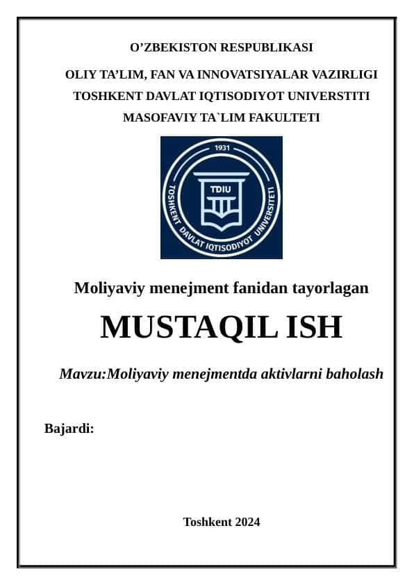 Multicard. Savdo hisoboti. Moliyaviy menejmentda aktivlarni baholash