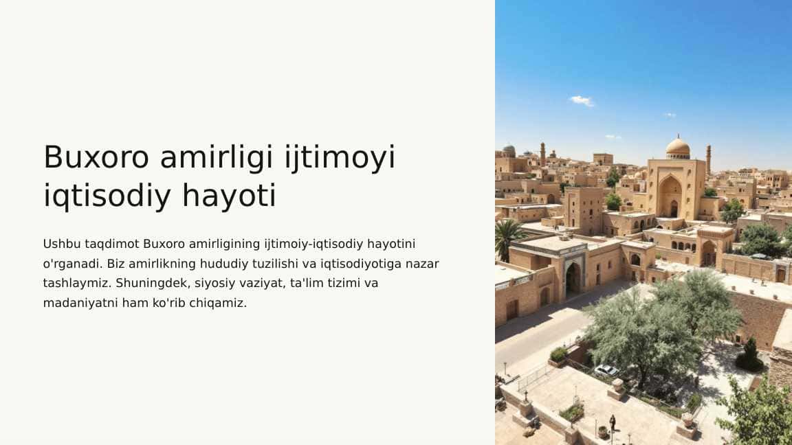 Buxoro amirligi ijtimoyi iqtisodiy hayoti