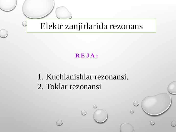 Elektr zanjirlarida rezonans