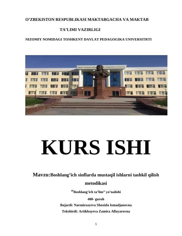 Boshlang'ich sinflarda matematikadan mustaqil ish