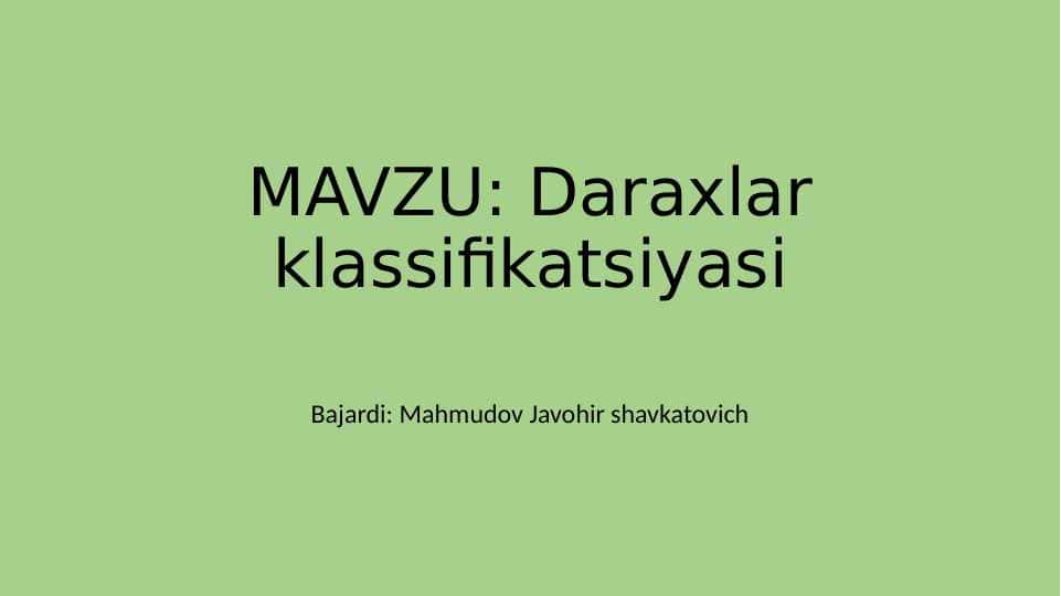 Daraxlar klassifikatsiyasi
