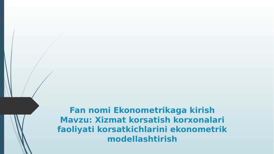 Xizmat korsatish korxonalari faoliyati korsatkichlarini ekonometrik modellashtirish
