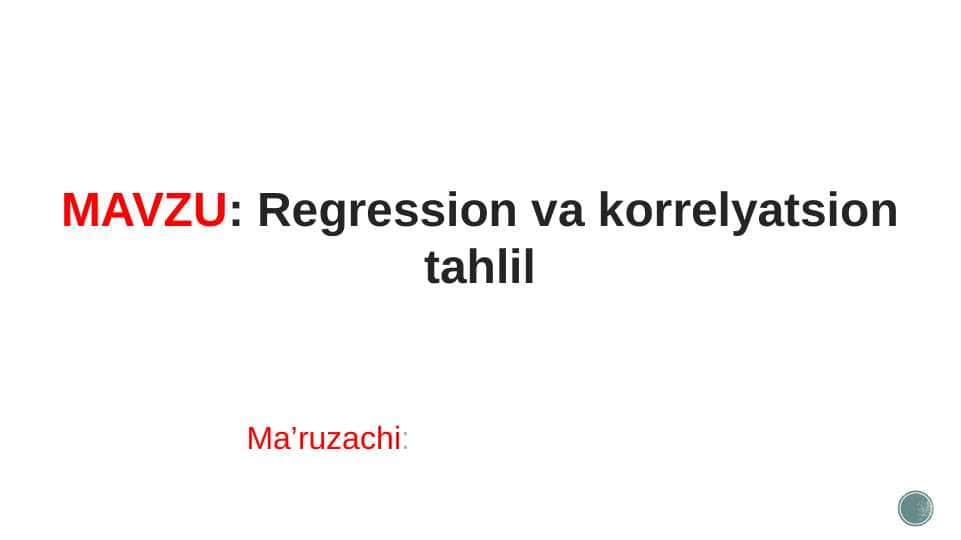 Regression va korrelyatsion tahlil