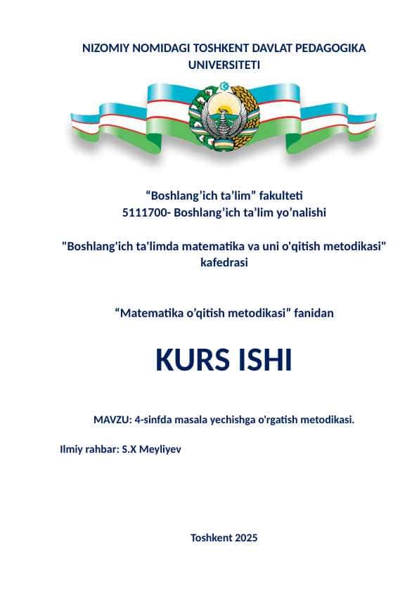 4-sinfda masala yechishga o'rgatish metodikasi