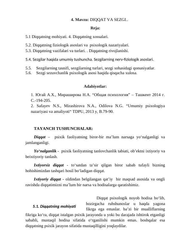 DIQQAT VA SEZGI..