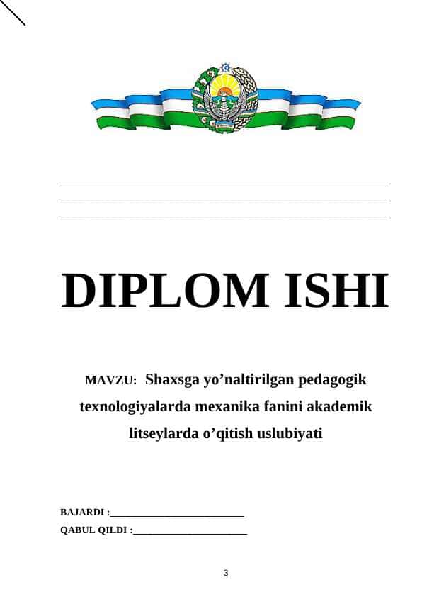Shaxsga yo’naltirilgan pedagogik texnologiyalarda mexanika fanini akademik litseylarda o’qitish uslubiyati
