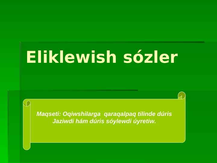 Eliklewish sózler