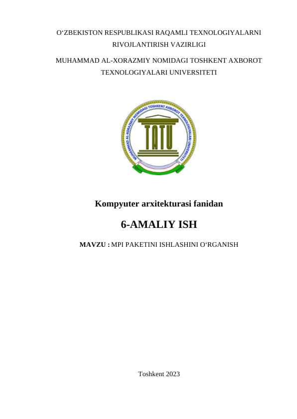 MPI PAKETINI ISHLASHINI O‘RGANISH