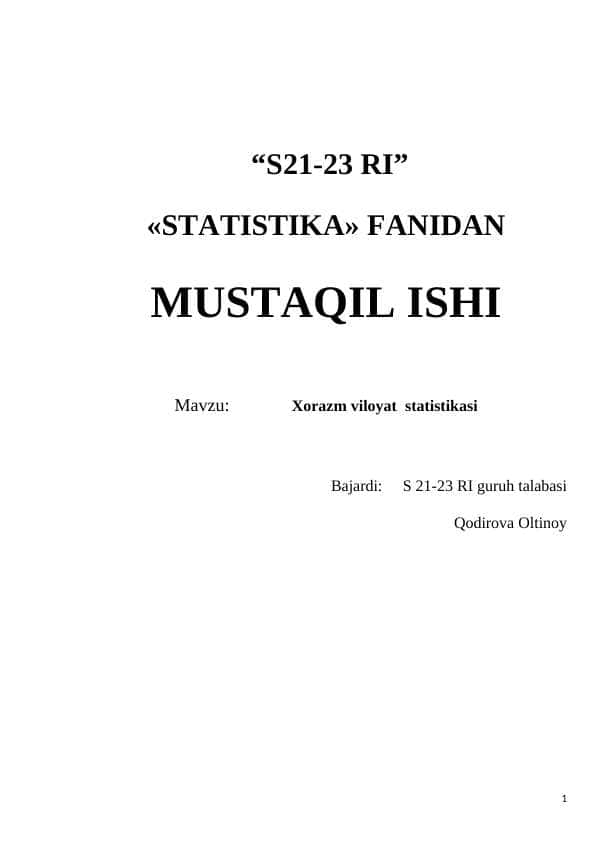 Xorazm viloyat statistikasi