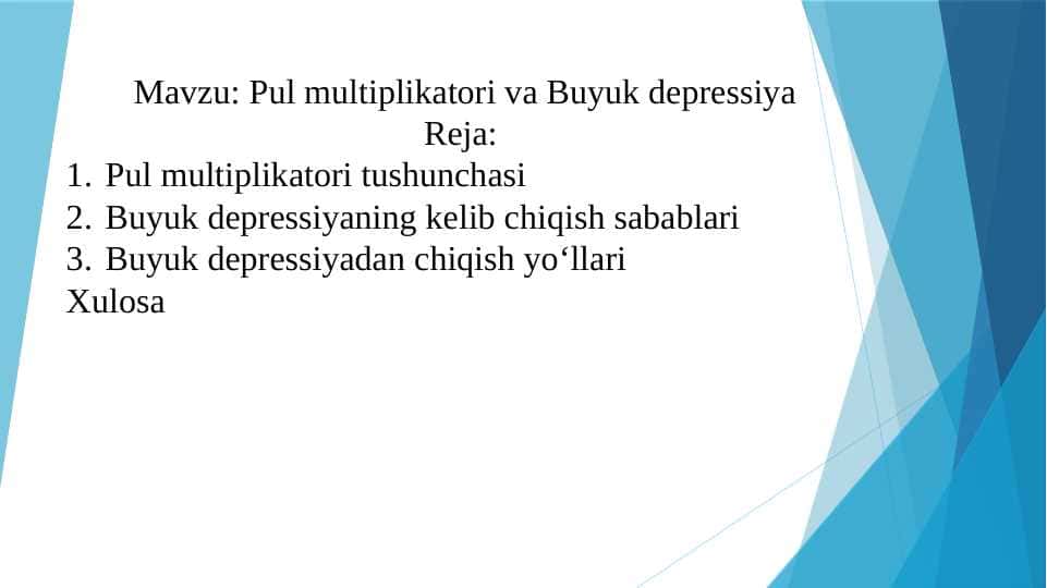 Pul multiplikatori va Buyuk depressiya
