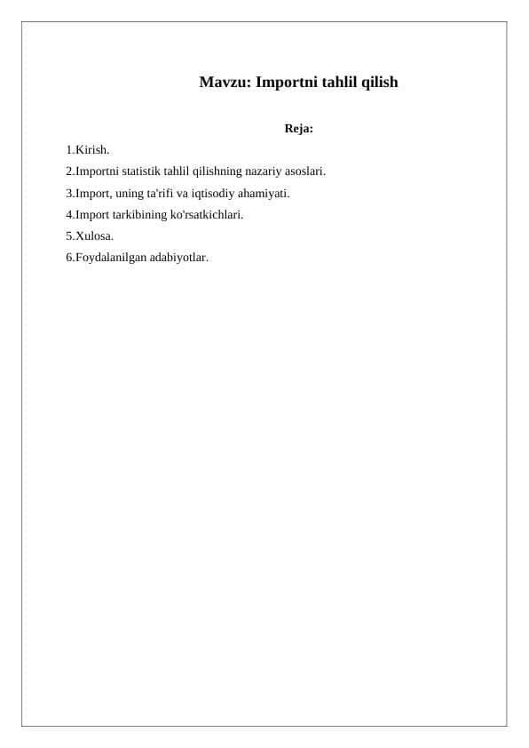 Importni tahlil qilish