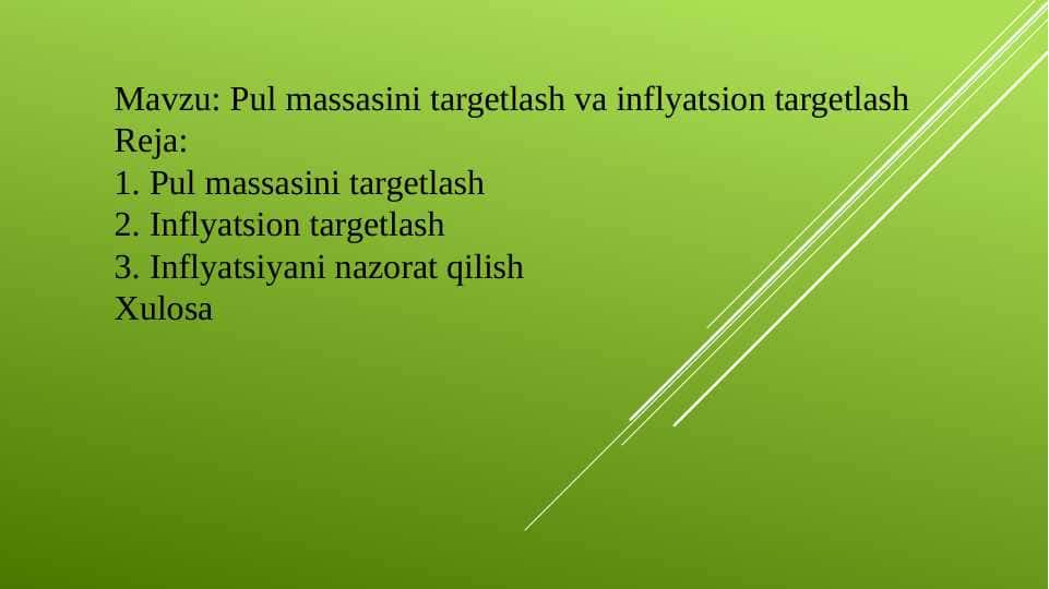Pul massasini targetlash va inflyatsion targetlash